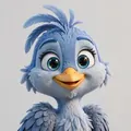 Cartoon blue heron, one of the Okanagan Landing crew