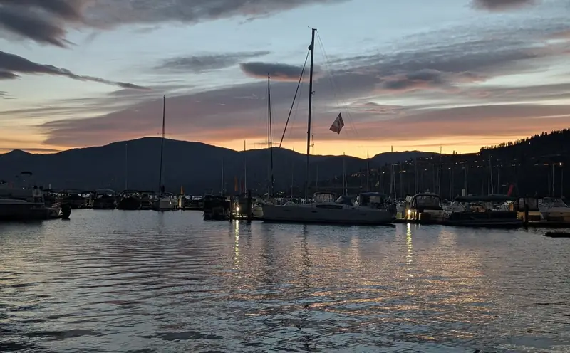 Boats in the marina at dusk, Okanagan Landing