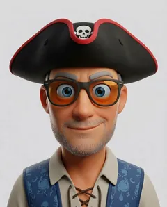Cartoon of Sean Phillips dressed as a pirate for the Okanagan Landing pirate party